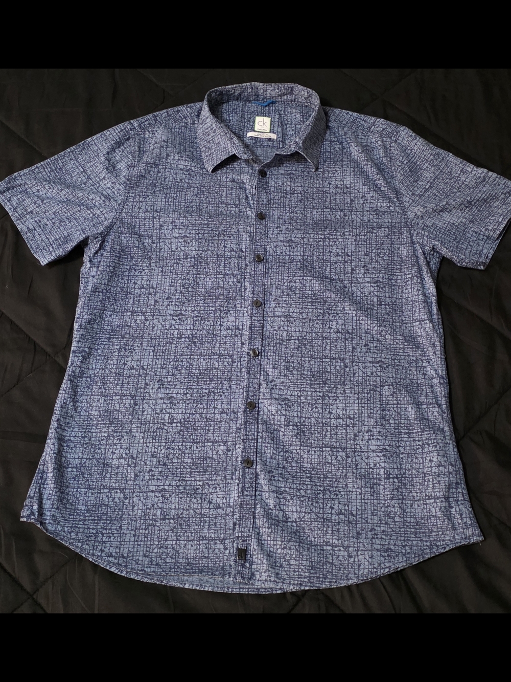 Calvin Klein Men's Short Sleeve Slim Fit Cotton Butt Down Shirt Size-Small